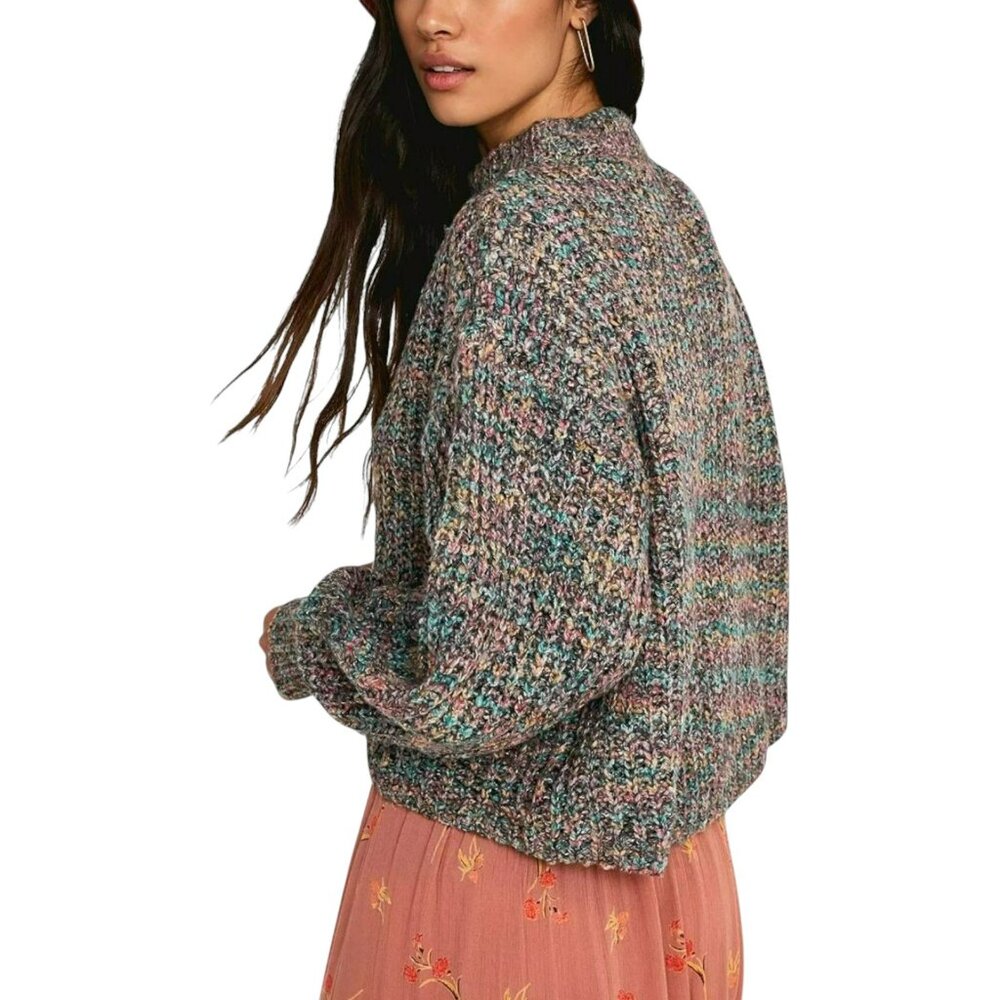 Urban Outfitters Casey Mock Neck Sweater S Multicolor Marled Relaxed Cozy Chic